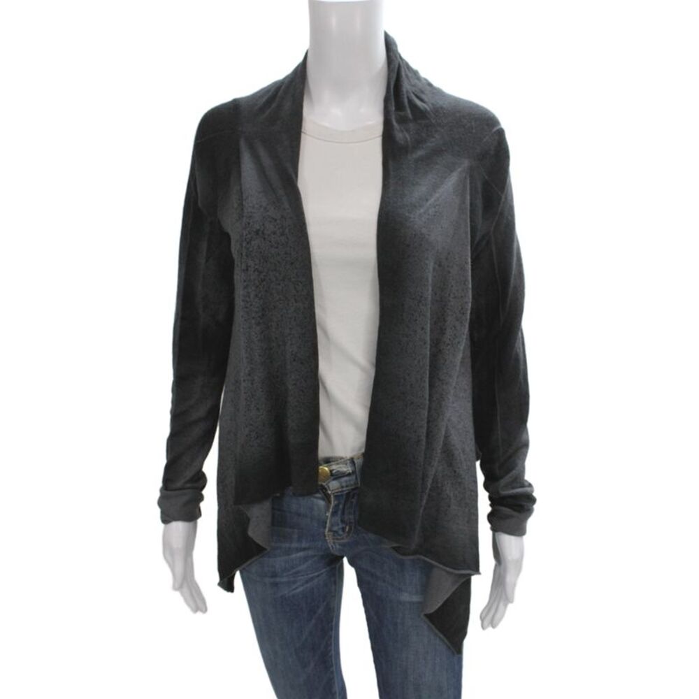 Parker Blue Womens Cardigan 100% Cashmere Gray Cowl Neck Long Sleeve Size L